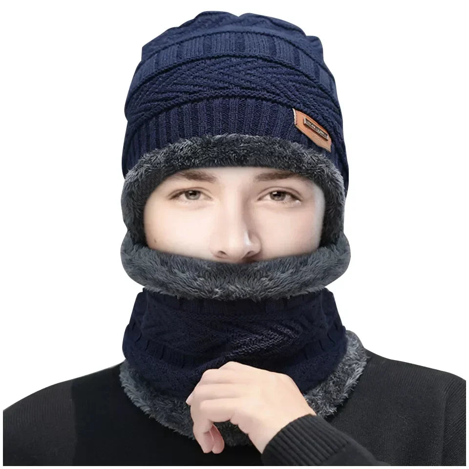 Winter Knitting Cap and Neck Wool Warmer