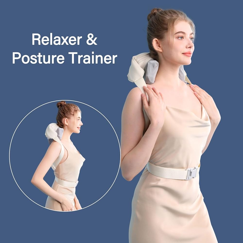 Rechargeable Electric Neck & Shoulder Massager with Heat – Deep Tissue Pain Relief