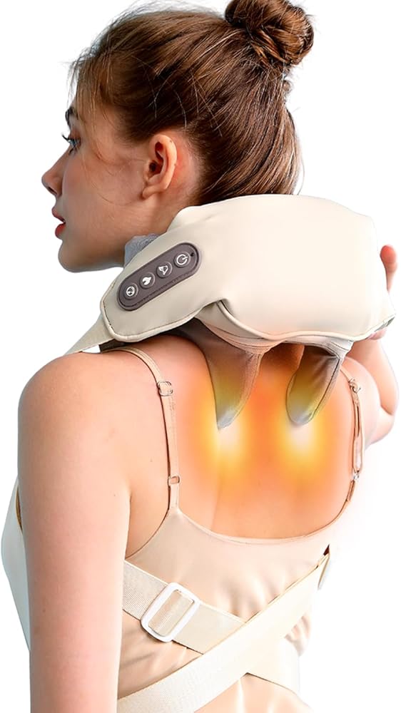 Rechargeable Electric Neck & Shoulder Massager with Heat – Deep Tissue Pain Relief