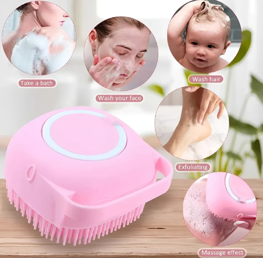 Silicone Bath Body Brush Shower Scrubber with Dispenser for Men & Women