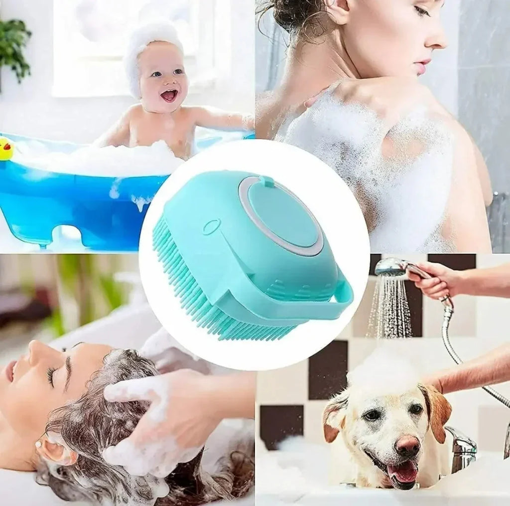 Silicone Bath Body Brush Shower Scrubber with Dispenser for Men & Women