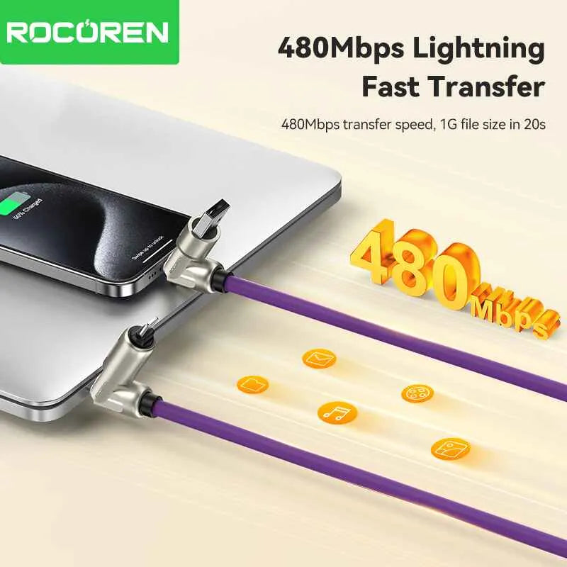 240W 4-in-1 Super Fast Charging Cable – Dual-Head Liquid Silicone Data Cable, Zinc Alloy Shell, RGB Breathing Light, Wear-Resistant & Anti-Scratch